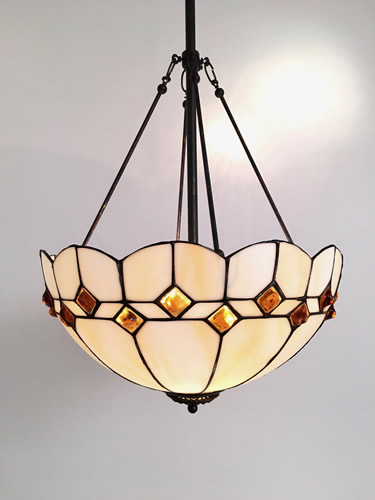 Leaded Glass Inverted Dome with Amber jewels